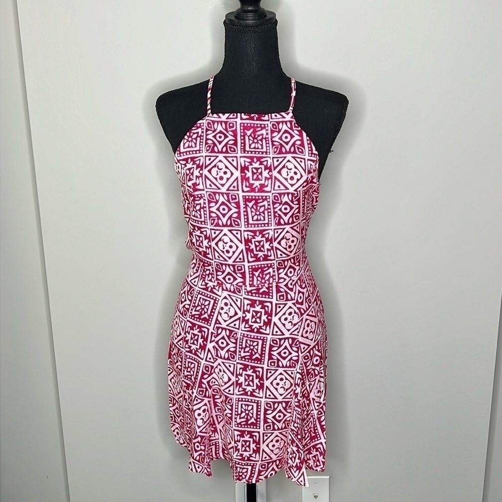 RAGA Backless Boho Mini Dress Metallic Silver Accents Size Small NWT!